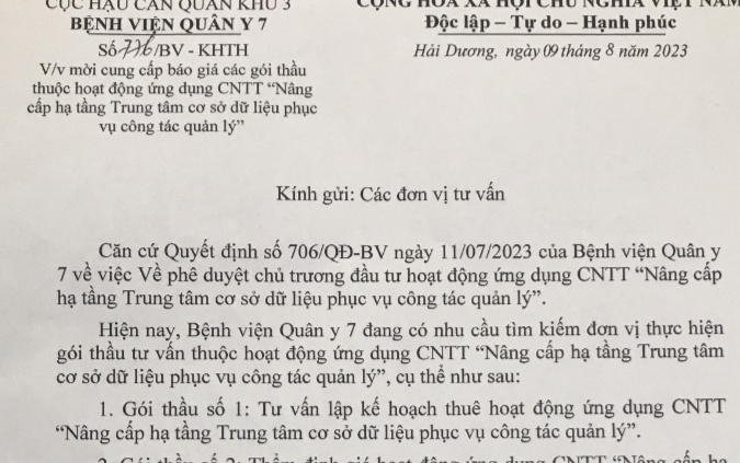 Thông báo mời thầu 